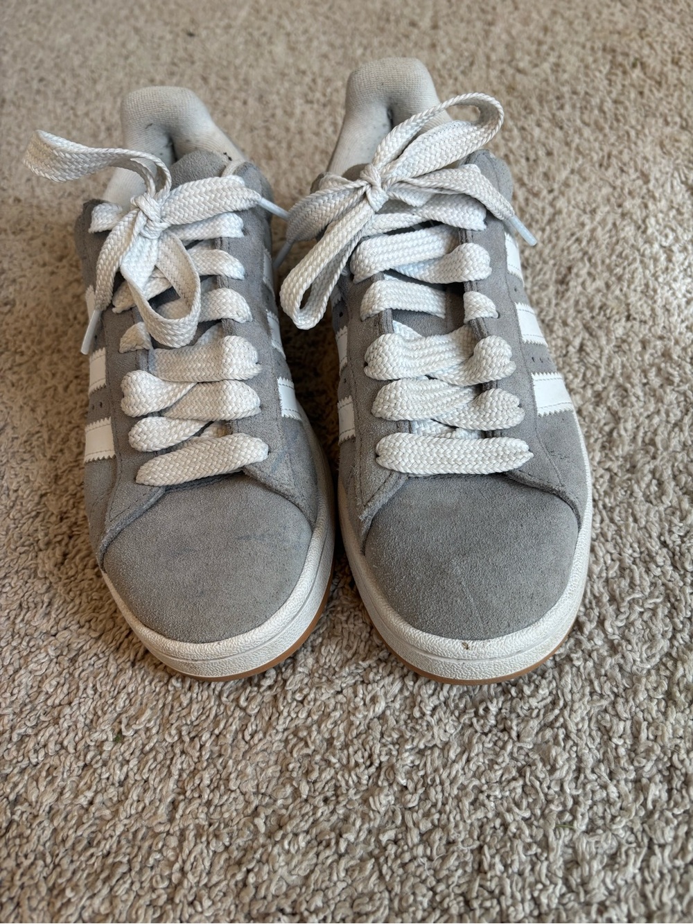 adidas Gray and White Suede Athletic Sneakers